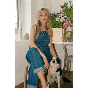 Free People Blue Denim Overalls